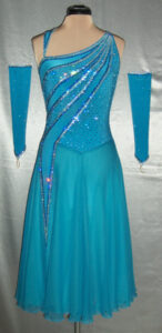 Ocean Jewel ballroom dress custom made by Zhanna Kens