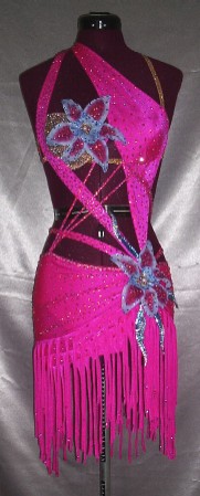 Hot Pink latin rhythm competition dress for sale