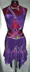 Violet Blaze latin rhythm competition dress by Zhanna Kens