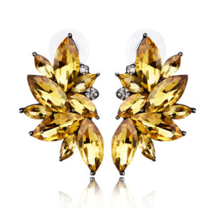 Ballroom Dancing Crystal Earrings, Light Topaz with Crystal Style #10