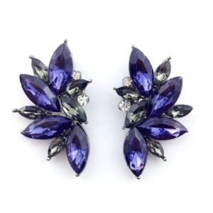 Ballroom Dancing Crystal Earrings, Dark Sapphire with Crystals Style #7