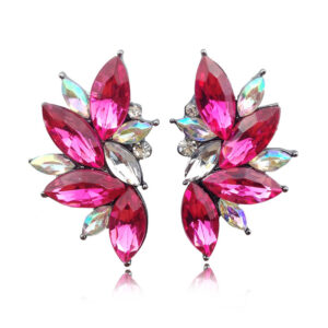 Ballroom Dancing Crystal Earrings, Fuchsia with Crystals Style #8